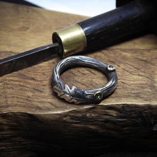Oak tree ring - Recycled silver coins and fork
