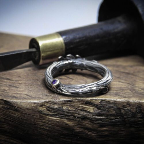 Oak tree ring - Recycled silver coins and fork