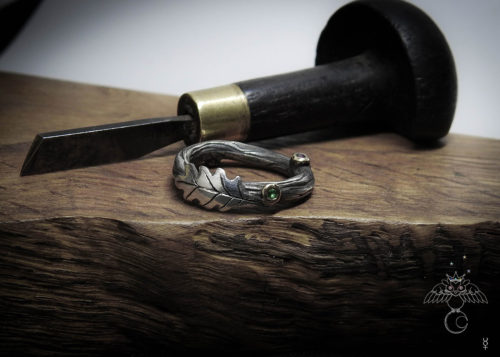 Oak tree ring - Recycled silver coins and fork