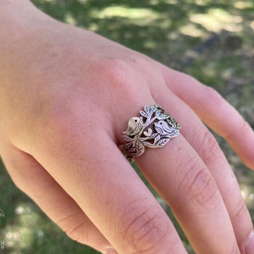 lovebirds ring handcrafted and recycled flatware jewelry