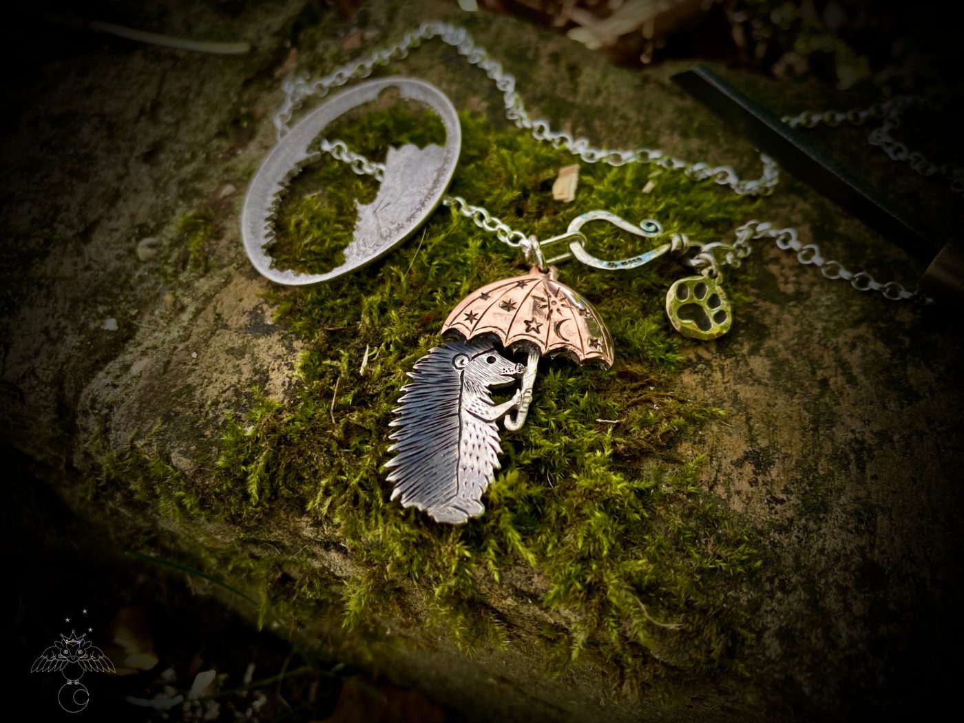 silver coin recycled hedgehog necklace pendant