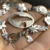 flower bracelet made from recycled sterling silver coins