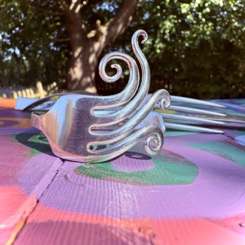 Handmade and upcycled flatware fork bangle