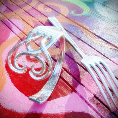 Handcrafted and recycled true love heart bangle