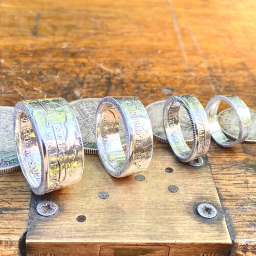 Handmade and recycled silver coin rings