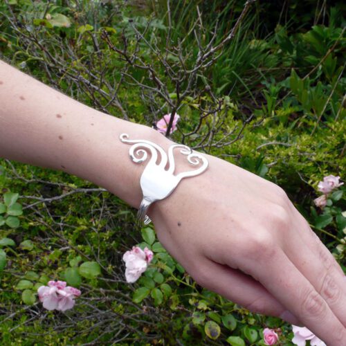 upcycled antique silver and vintage silver-plate fork bangles