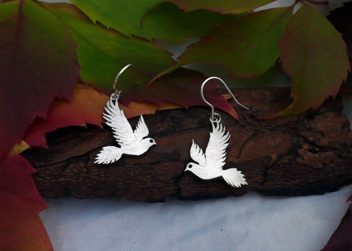 Free as a bird recycled spoon earrings