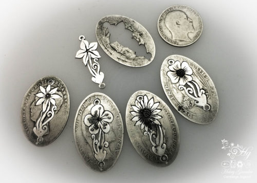 Beautiful sterling silver wild flower bracelet made from coins