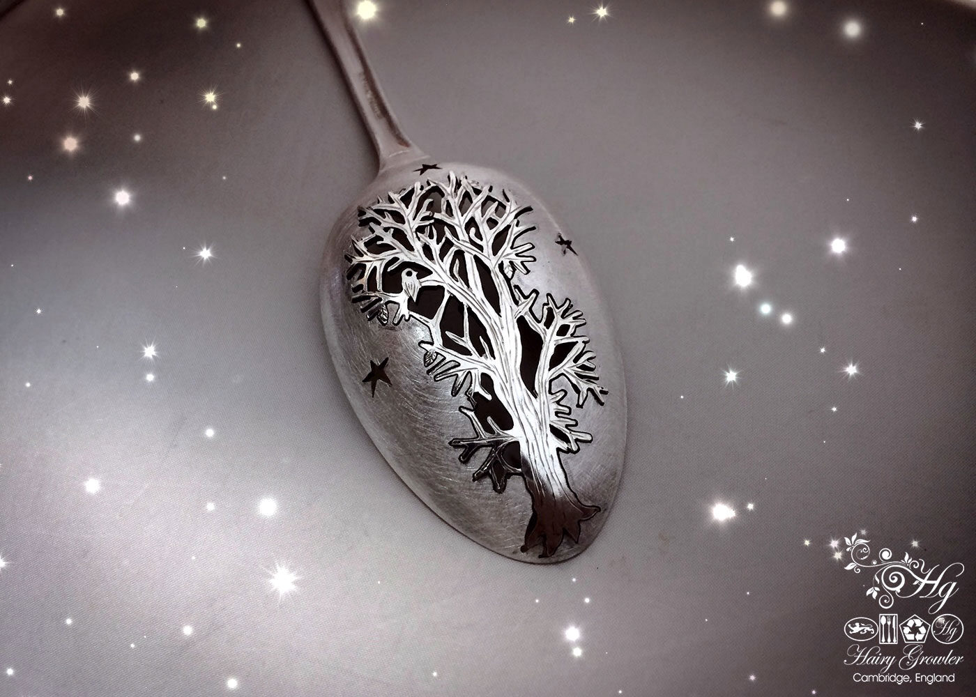 Upcycled antique spoon handcrafted autumn Oak tree brooch