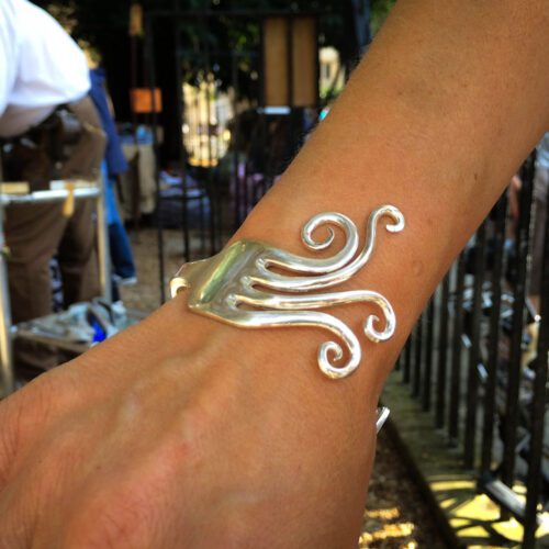 Handmade and upcycled flatware fork bangle