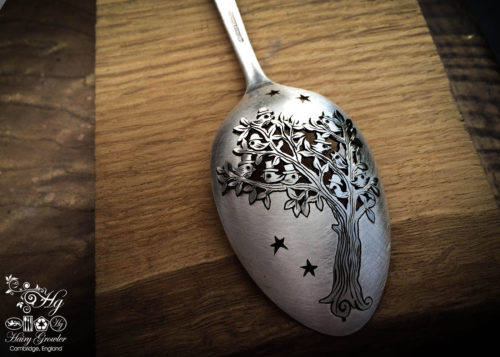 Recycled spoon birds in the tree brooch Completely unique and individually crafted.