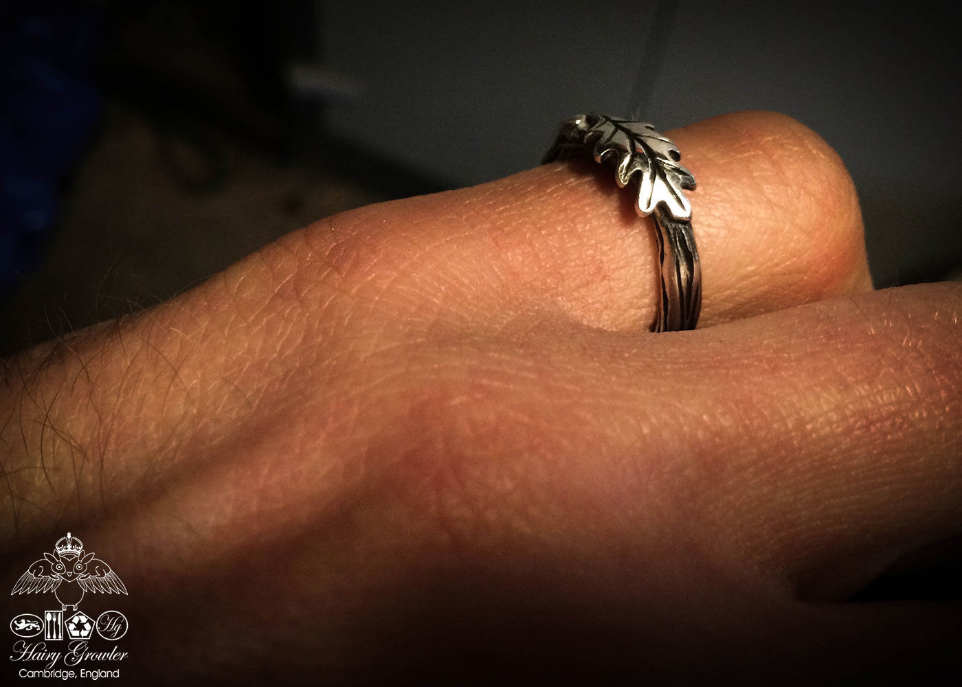 oak leaf and branch ring handcrafted and recycled silver
