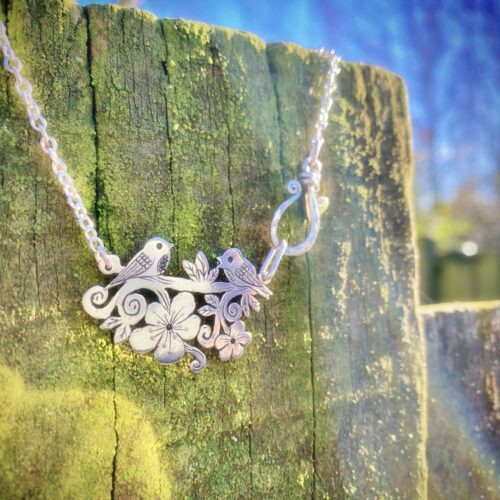 Cute bird necklace - handmade, ethical and recycled from silver shillings.