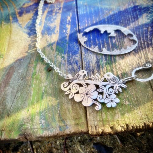 Cute bird necklace - handmade, ethical and recycled from silver shillings.