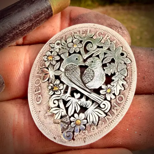 lovebird jewellery Handmade and upcycled sterling silver sweet lovebirds necklace