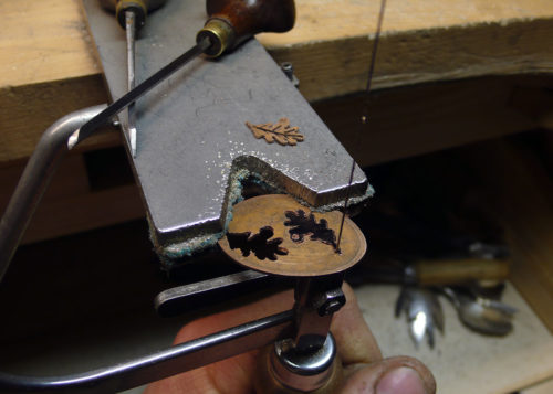 Sterling silver Oak leaf and acorns bracelet handmade from coins