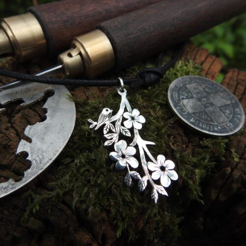 Beckoning the Seed Moon silver bird necklace - Recycled silver Florin