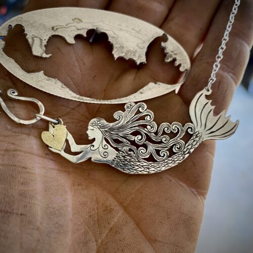 Mermaid necklace - Ethically handmade and Recycled silver Half-Crown coin