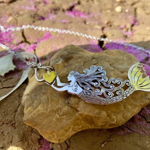 Mermaid necklace - Ethically handmade and Recycled silver Half-Crown coin