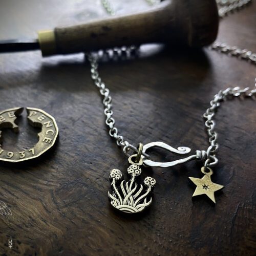 Handmade and upcycled threepence thrupney bit coin pendant necklace