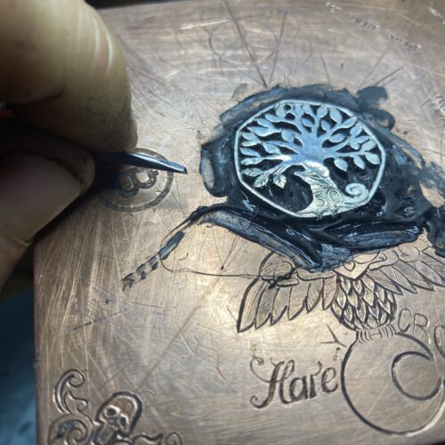 repurposed 50p coin into tree necklace pendant