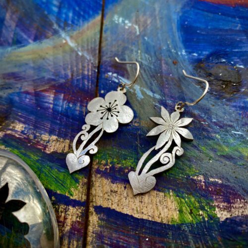 love flowers earrings made from old discarded spoons