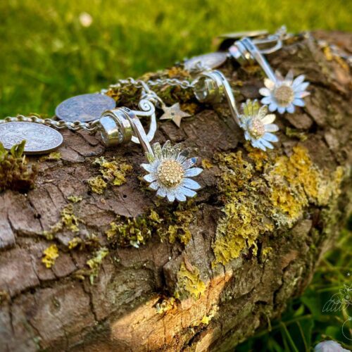 silver coin daisy necklace