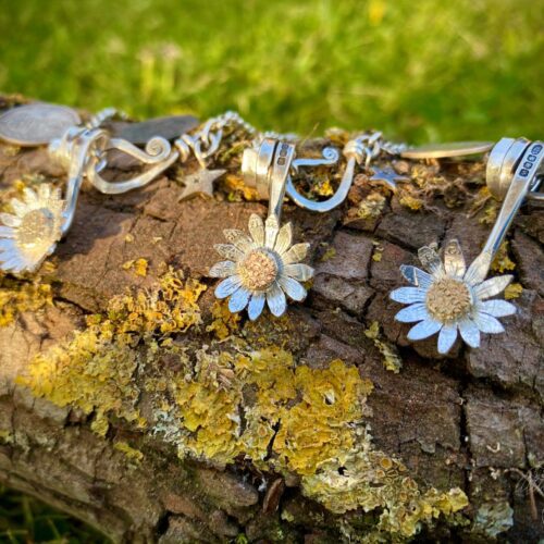 silver coin daisy necklace