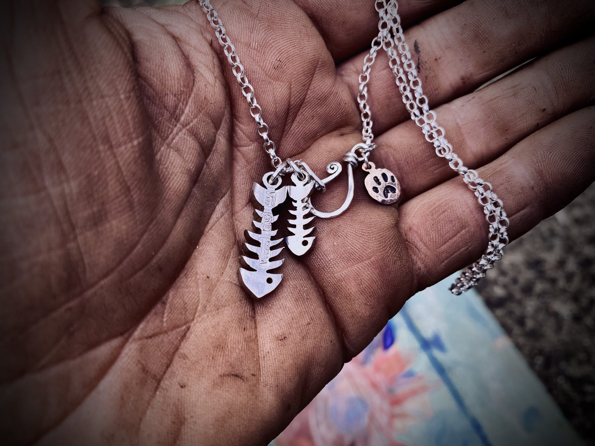 handmade, ethical surfer jewellery made from completely recycled raw materials. fishbone jewelry