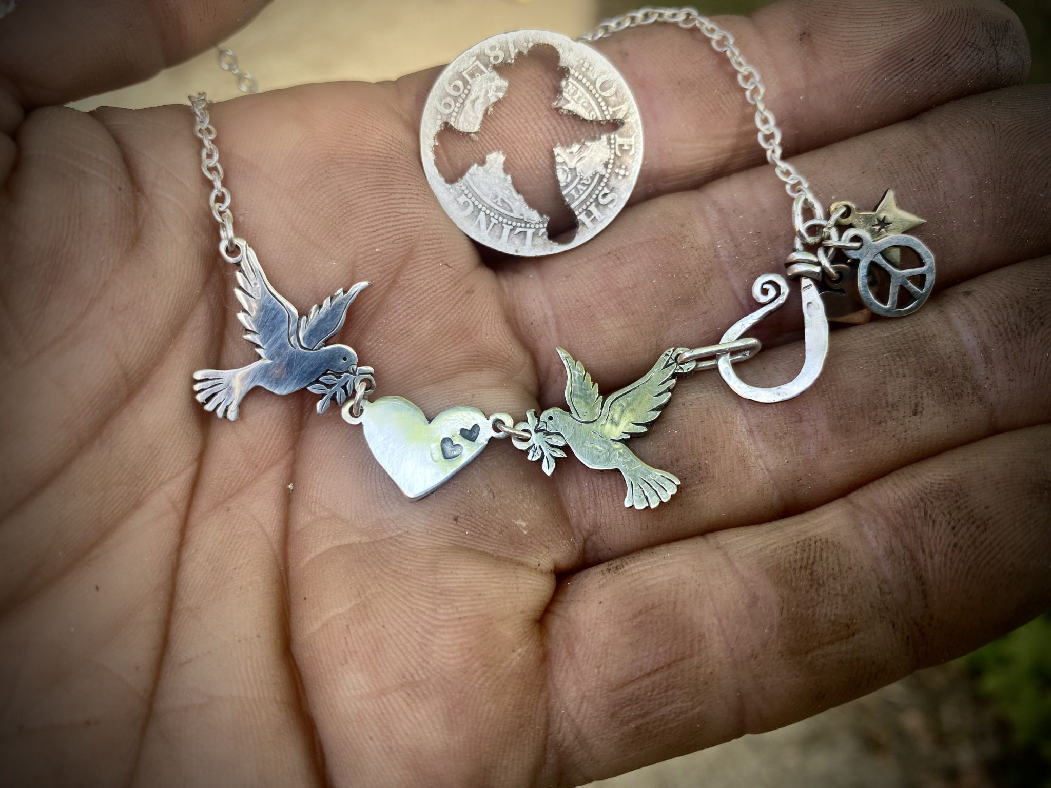 Love dove jewellery - handmade, ethical, Recycled 100 year old silver coins