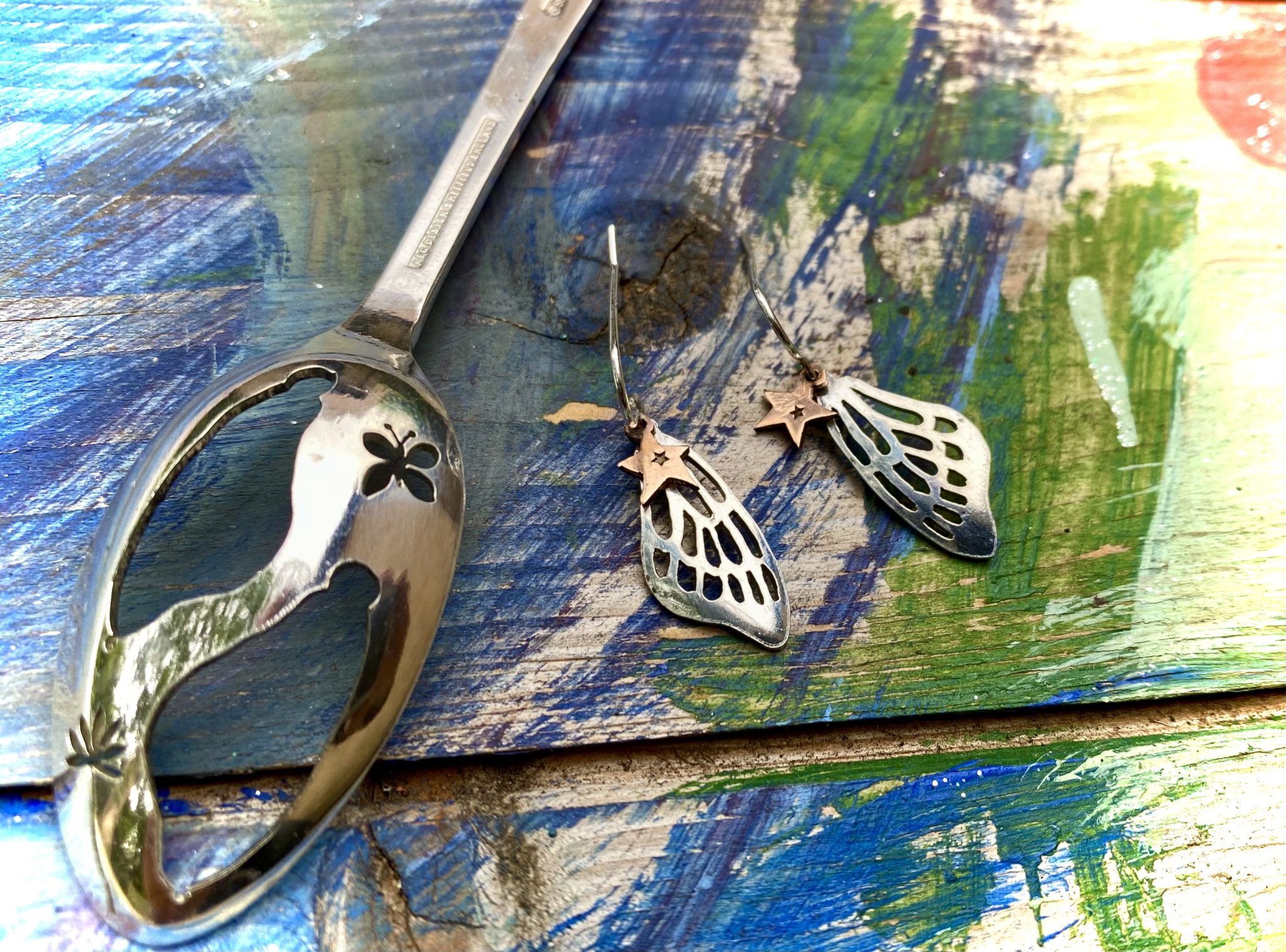 Butterfly Wing Earrings- Sunset Moth Bottom Wing - Wanderlust + Wildhearts