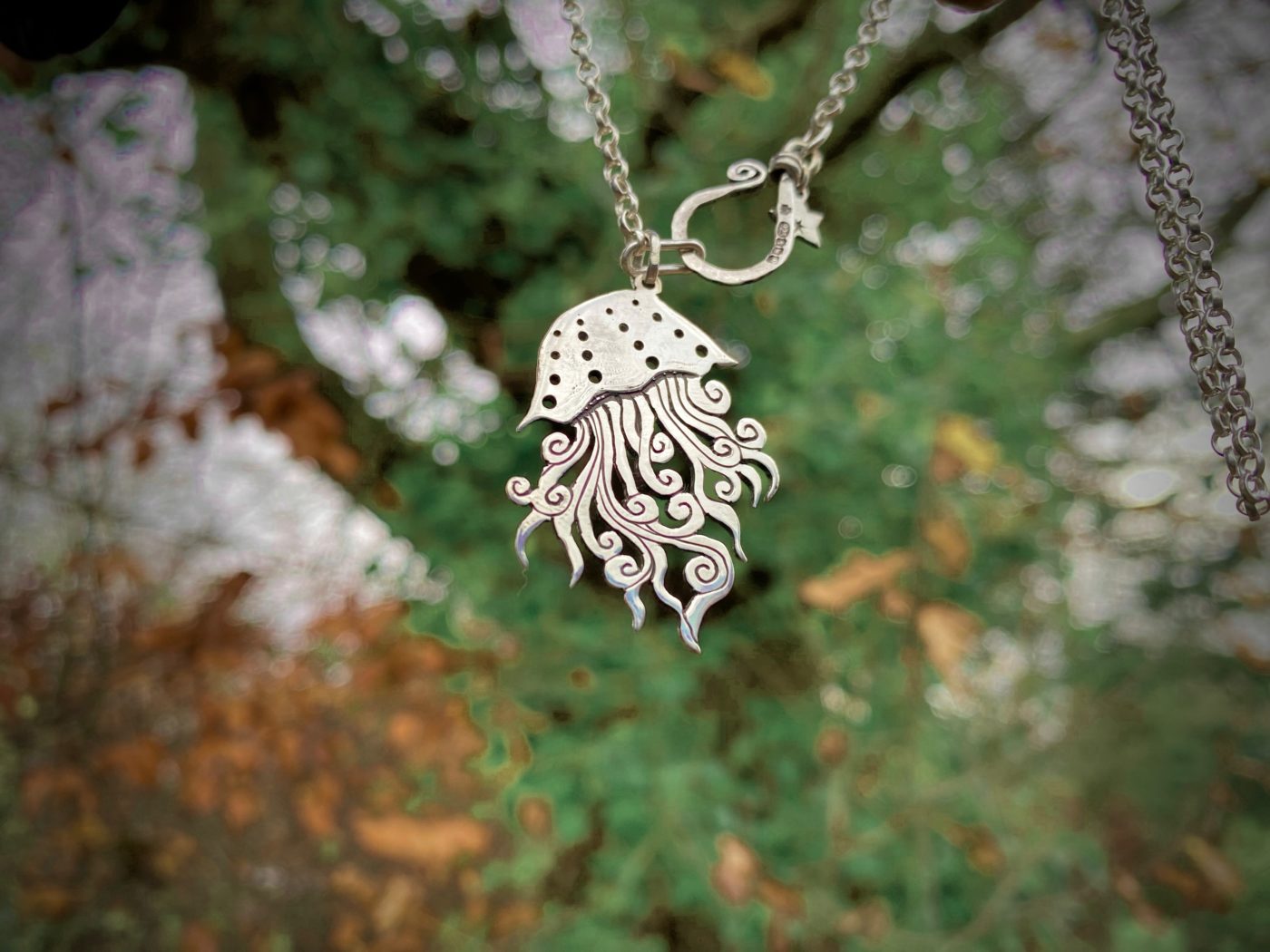 medusa jellyfish jewellery made from ethical repurposed recycled silver coins