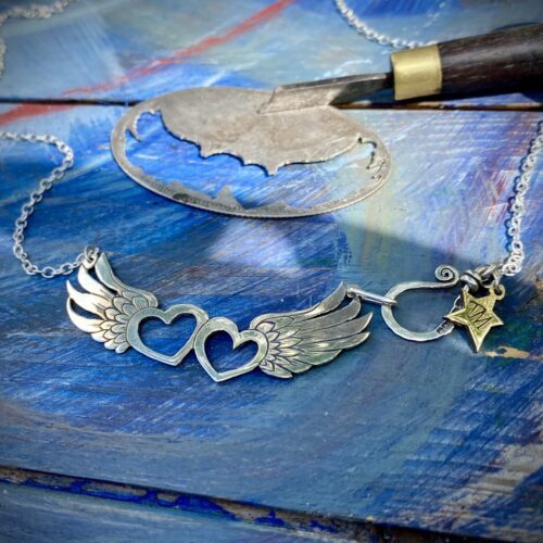 Handcrafted and recycled sterling silver True Love necklace