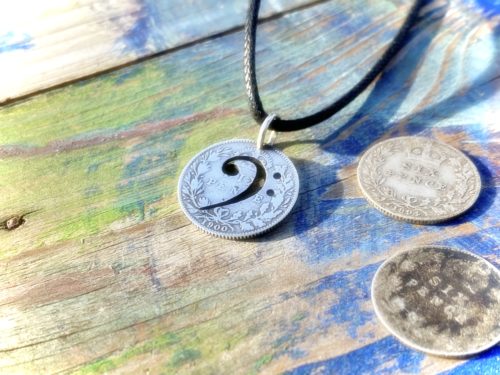 Music lover gift Bass Clef necklace - handcrafted and upcycled using silver sixpence bass guitarist jewelry