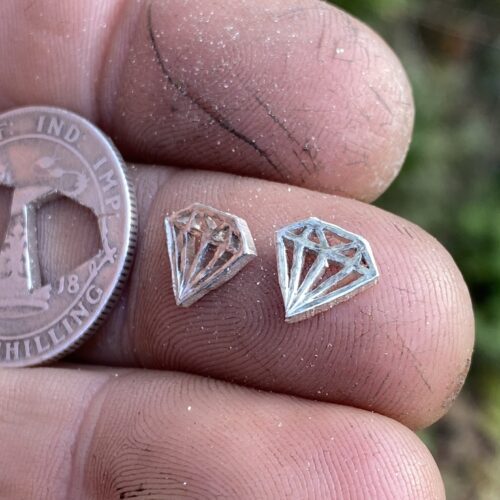 handcrafted and recycled silver shilling coin 'fake-diamond' conflict-free-diamond earrings
