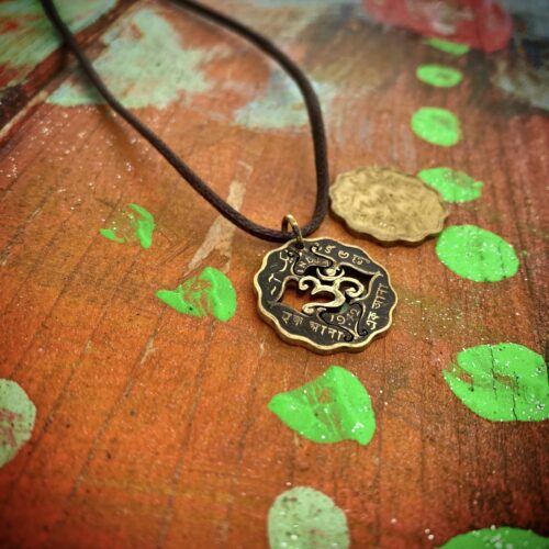 Handcrafted and recycled om coin pendant necklace