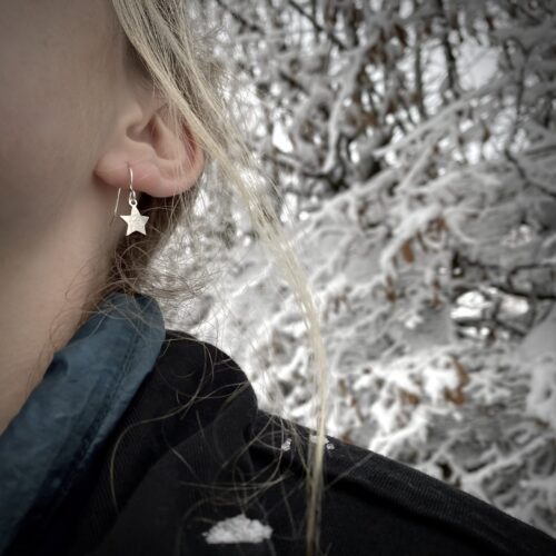 handcrafted and recycled spoon party time reindeer earrings
