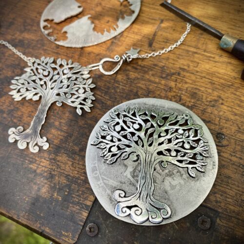 silver crown special tree necklace statement piece for special event