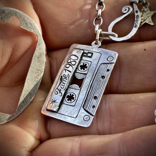 mix-tape necklace - handmade and recycled using silver florins mixtape jewellery