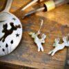 handmade and repurposed antique spoon leaping-hare earrings