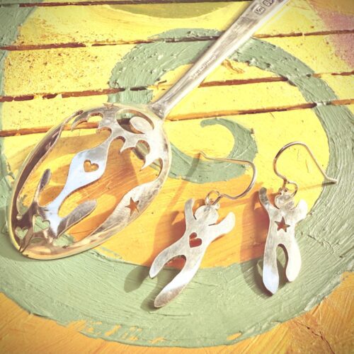 handcrafted and recycled spoon festival earrings