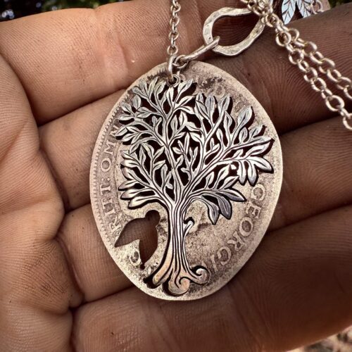 Ash Tree necklace Handmade and upcycled silver Glimpses of summer tree necklace