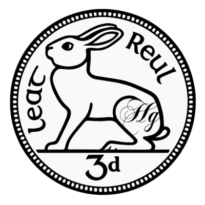 Irish three pence hare coin jewellery necklace pendant