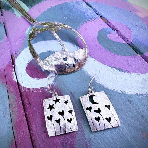 handmade and upcyled spoon love hearts earrings