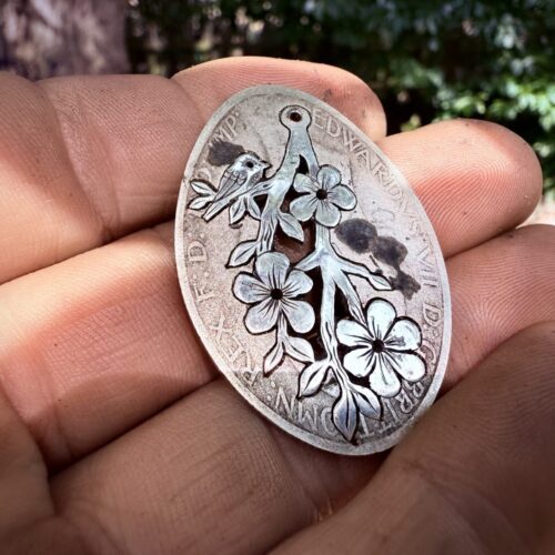 Beckoning the Seed Moon silver bird necklace - Recycled silver Florin