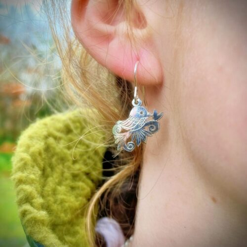 tweet bird earrings handmade and ethically recycled