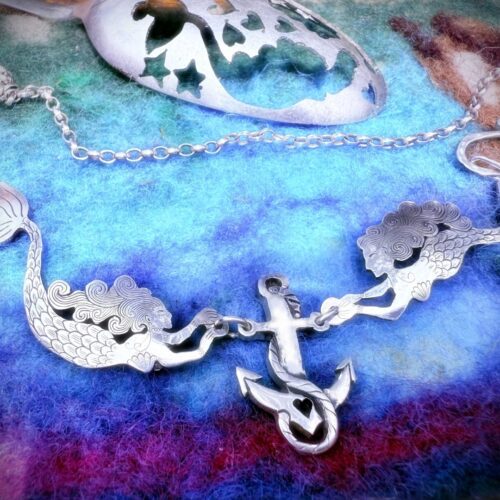 sailors Beware mermaid necklace handmade and recycled