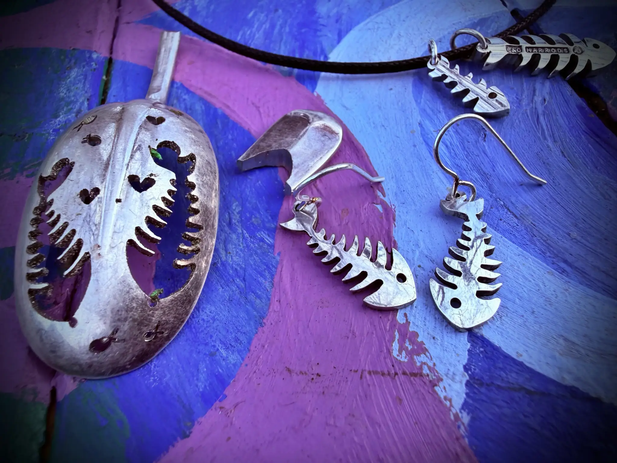 recycled teaspoon fishbone jewellery made in England