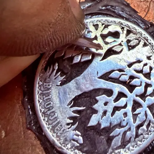 silver birch tree jewellery made by hand in Cambridge from silver coins