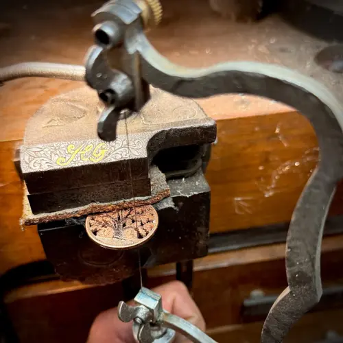 the old oak penny handmade and upcycled using out of circulation coins by Hairy Growler, Cambridge. Made in England